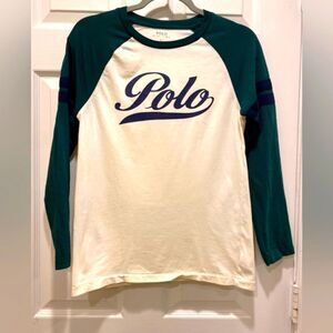 Polo Ralph Lauren Longsleeve Shirt, sz L, boy's, Green & White